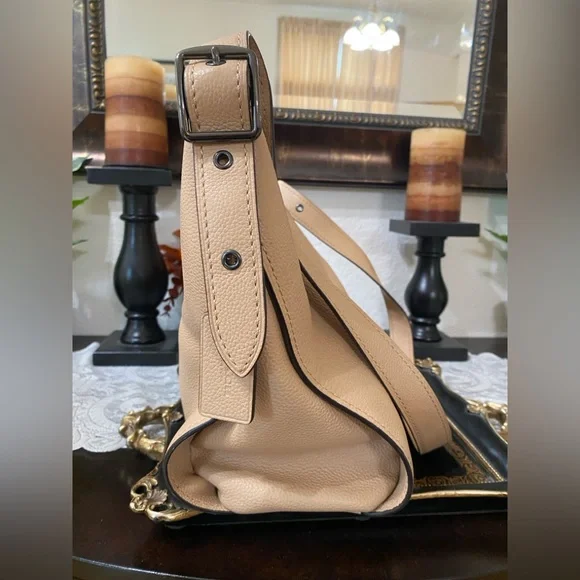 COACH Tan Natural Calf Leather Dufflette Crossbody Bag,Dark Nickel Tone hardware - Picture 8 of 16